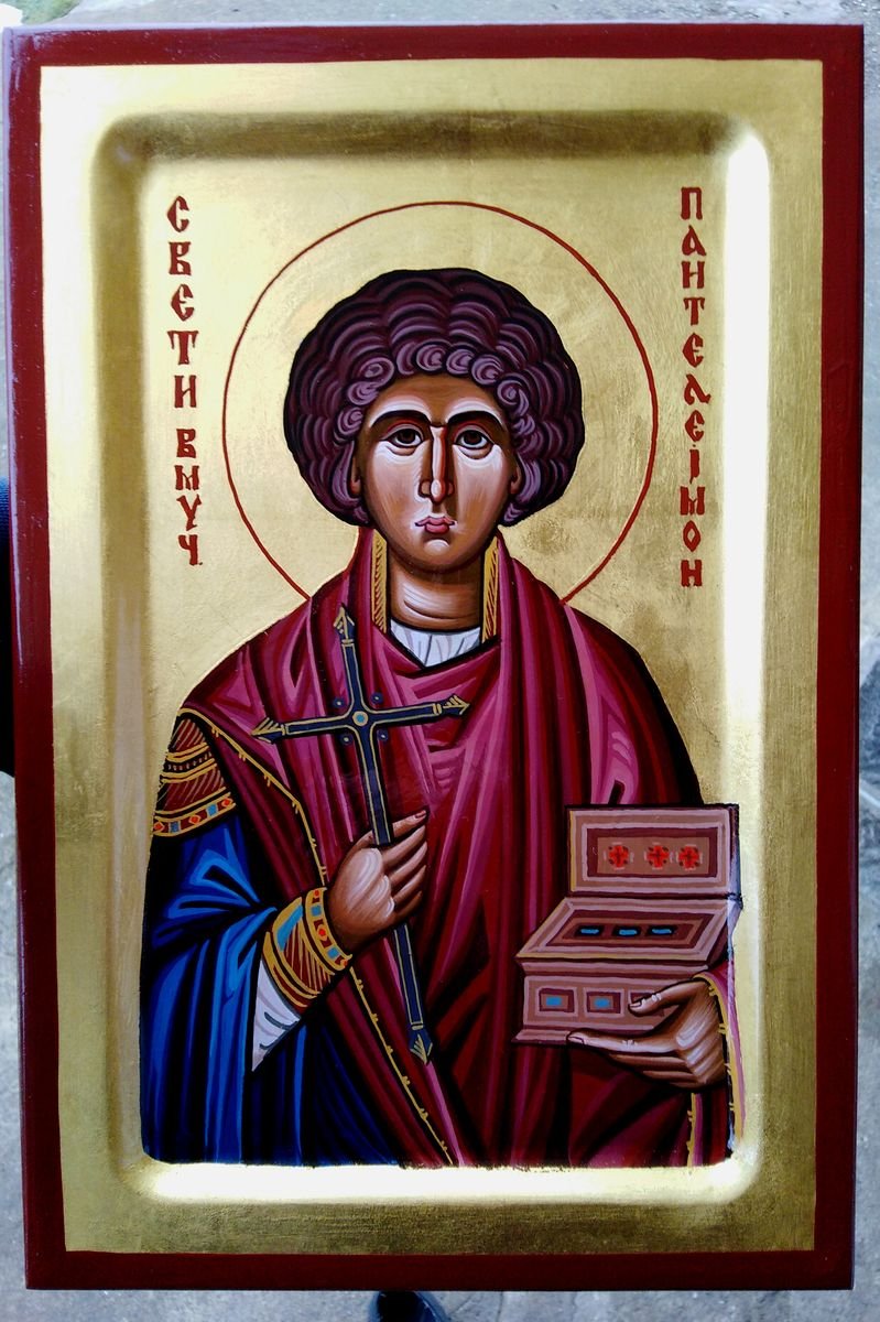 Ikona Sveti Pentelejmon 20x30 cm, Painting ORTHODOX ICONS- artist Miloš Timotijević