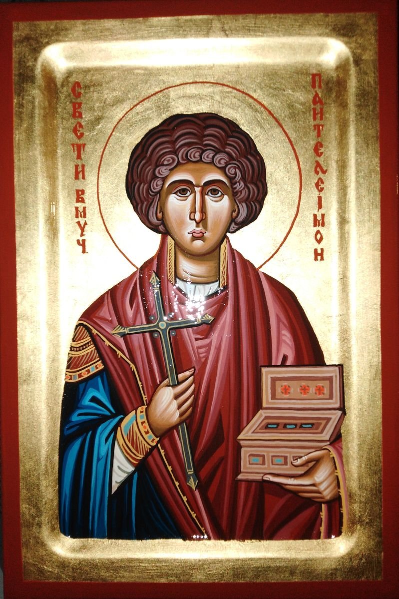 Ikona Sveti Pentelejmon 20x30 cm, Painting ORTHODOX ICONS- artist Miloš Timotijević