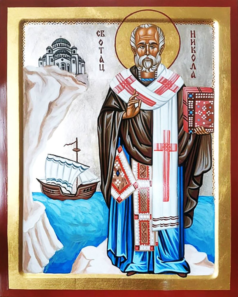 Ikona- Sveti Nikola 40x50cm, Painting ORTHODOX ICONS- artist Miloš Timotijević