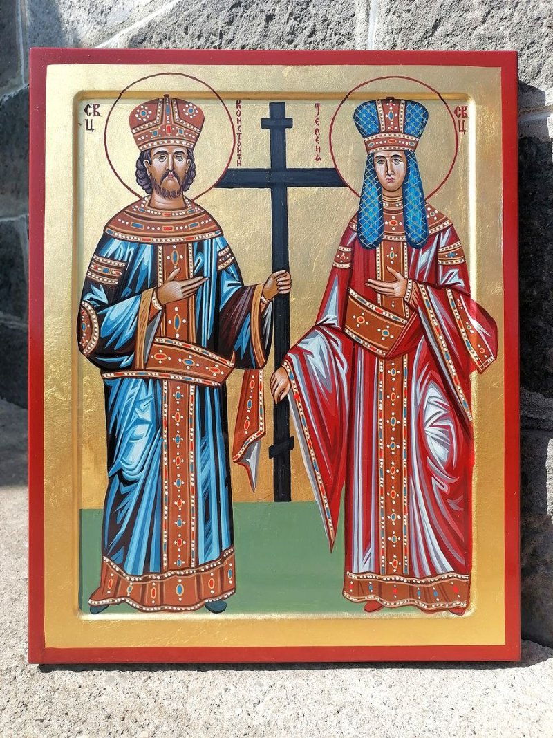 Ikona-Car Konstantin i Carica Jelena 40x50 cm, Painting ORTHODOX ICONS- artist Miloš Timotijević