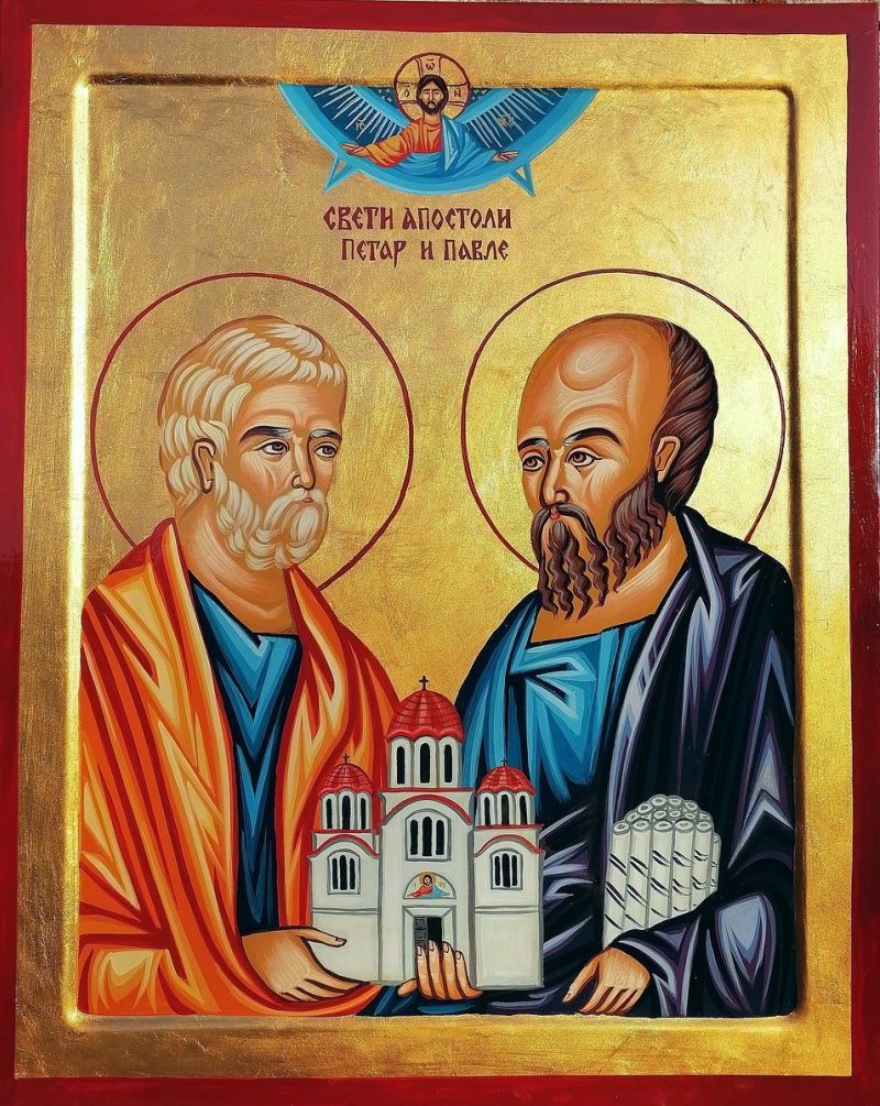 Ikona- Sveti Apostoli Petar i Pavle, dimenzije 50x40cm, Slika PRAVOSLAVNE IKONE- ikonopisac Miloš Timotijević