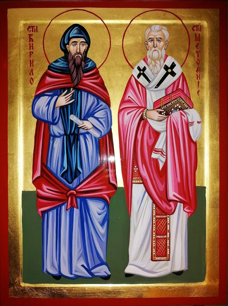 Ikona- Sveti Ćirilo i Metodije, dimenzije 40x30 cm, Painting ORTHODOX ICONS- artist Miloš Timotijević