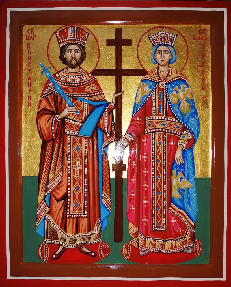 Ikona- Sveti Car Konstantin i Carica Jelena, dimenzije 20x25 cm, Painting ORTHODOX ICONS- artist Miloš Timotijević