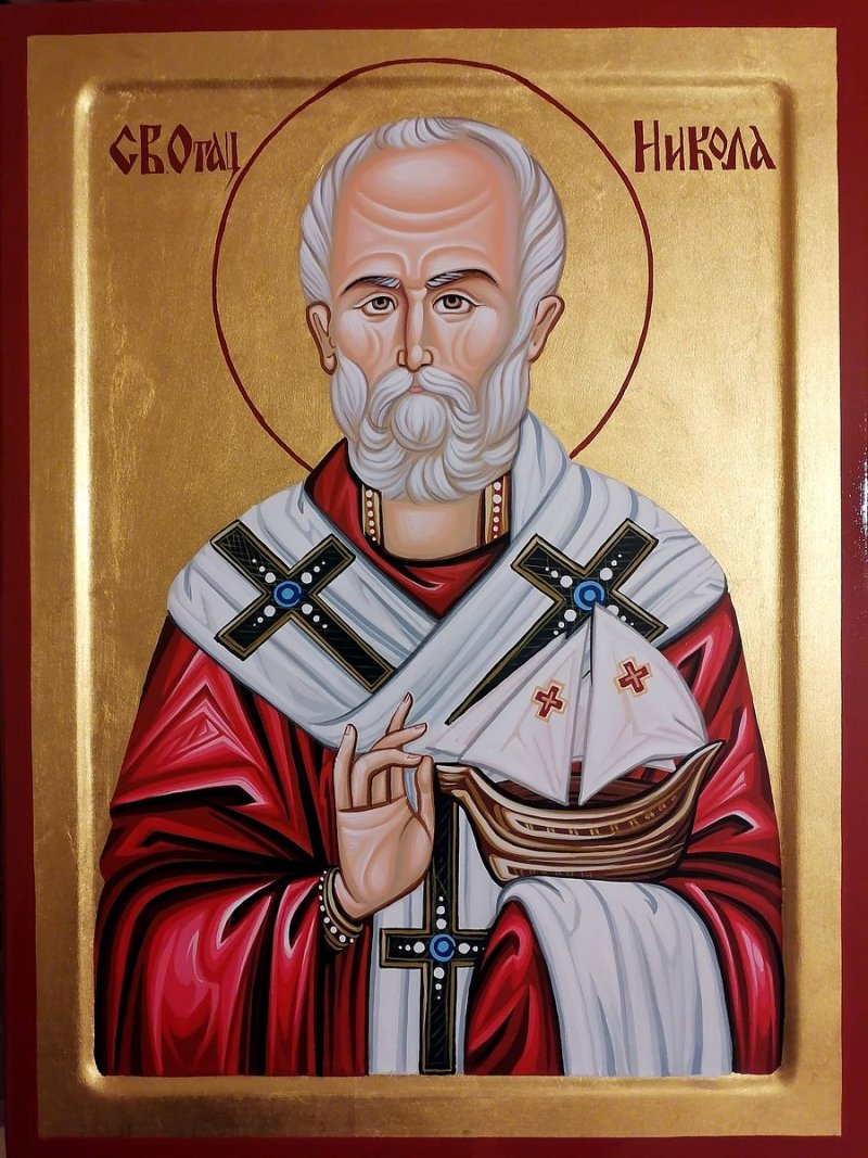 Ikona- Sveti Nikola, dimenzije 40x30 cm, Painting ORTHODOX ICONS- artist Miloš Timotijević