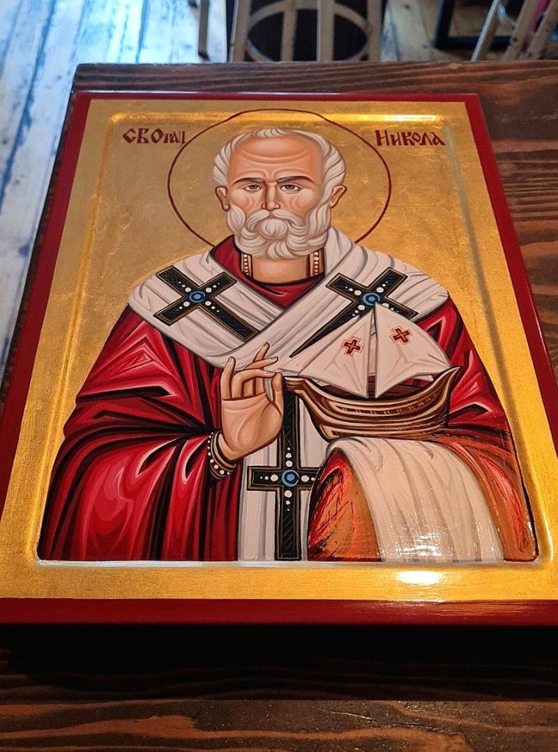 Ikona- Sveti Nikola, dimenzije 40x30 cm, Painting ORTHODOX ICONS- artist Miloš Timotijević