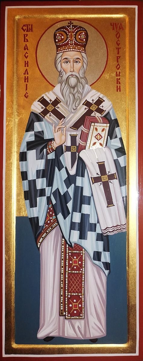 Ikona- Sveti Vasilije Ostroški, dimenzije 25x50 cm, Painting ORTHODOX ICONS- artist Miloš Timotijević