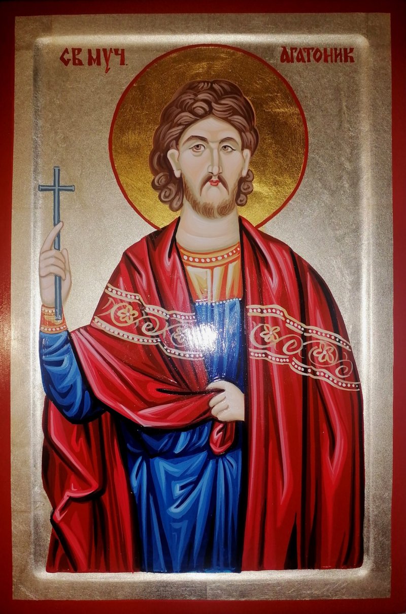 Ikona Sveti Mucenik Agatonik dimenzije 20x30 cm, Slika PRAVOSLAVNE IKONE- ikonopisac Miloš Timotijević