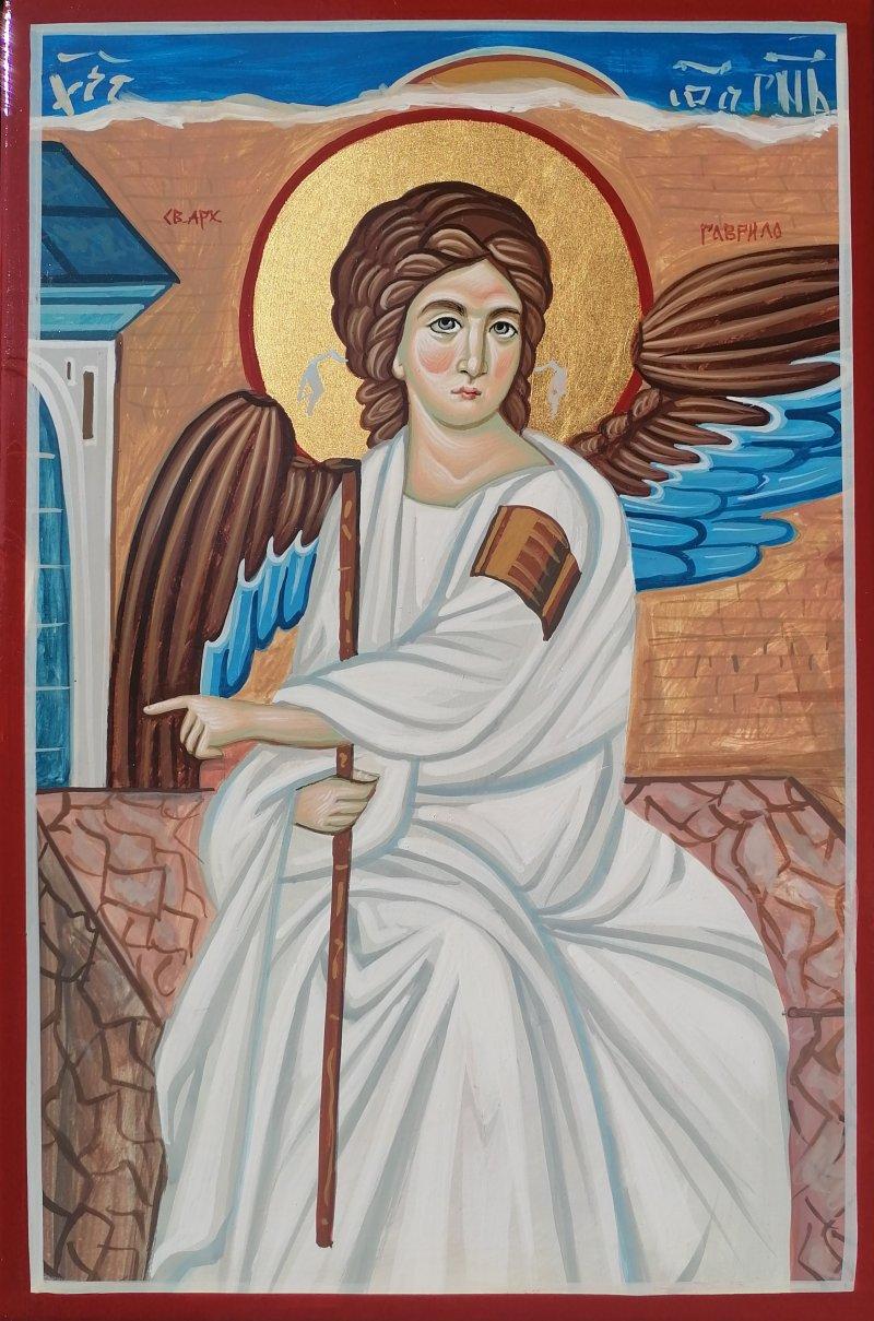 Ikona-"Sveti Arhangel Gavrilo (Beli Andjeo)", dimenzije 20x30 cm, Slika PRAVOSLAVNE IKONE- ikonopisac Miloš Timotijević