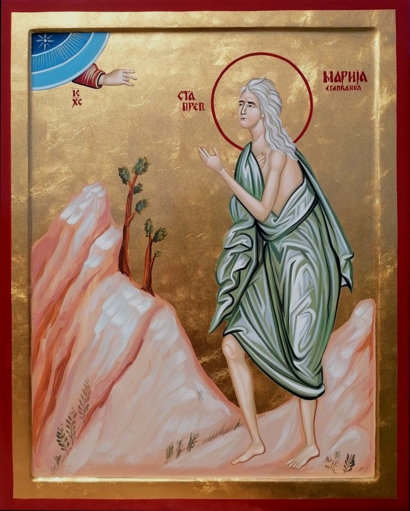 Orthodox icon Sveta Marija Egipćanka dimensions 40X50 cm, Painting ORTHODOX ICONS- artist Miloš Timotijević