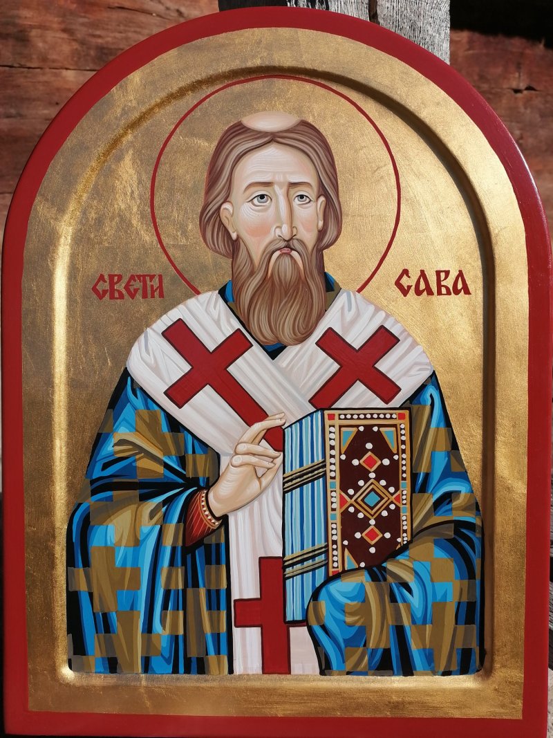 Ikona Sveti Sava dimenzije 40x30 cm, Slika PRAVOSLAVNE IKONE- ikonopisac Miloš Timotijević