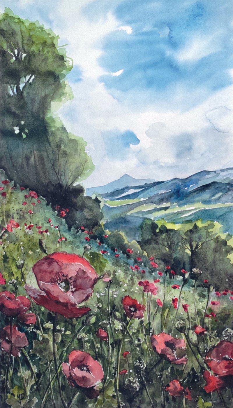 Poppies, Painting Roganovic Marija
