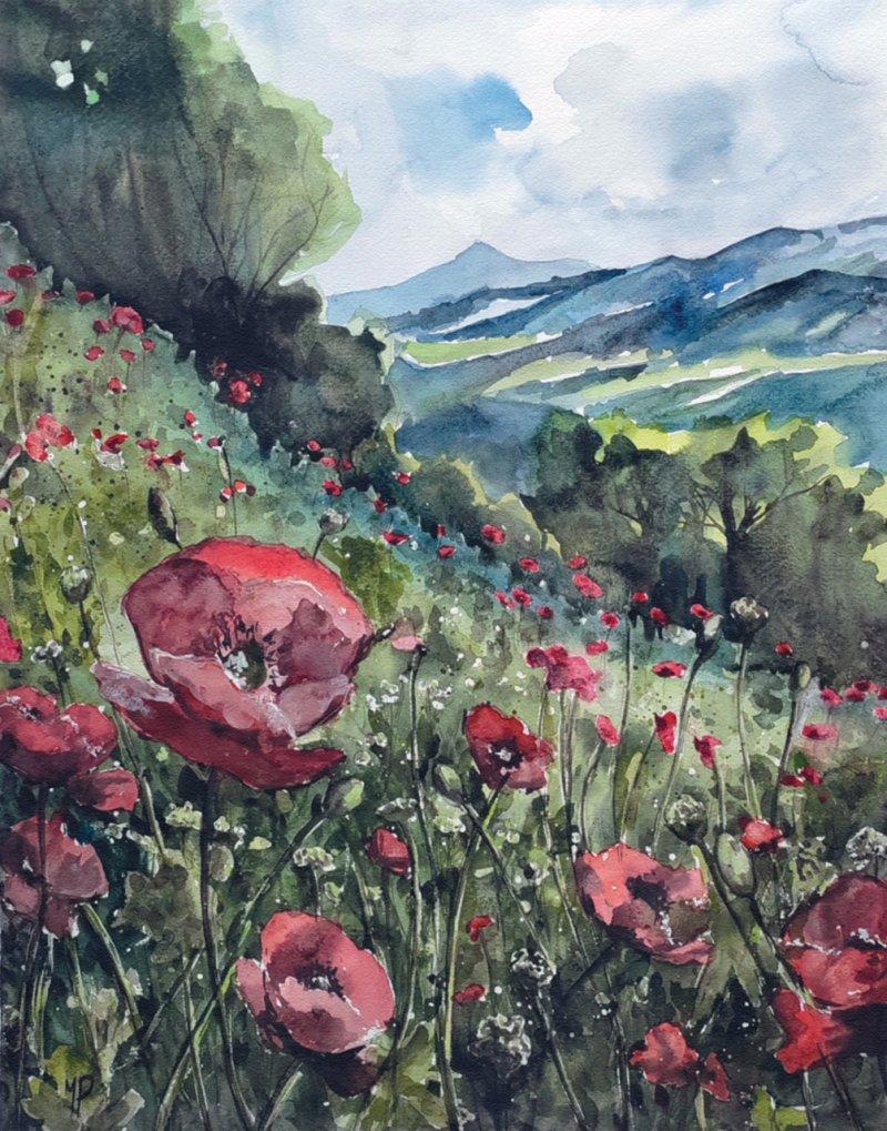 Poppies, Painting Roganovic Marija