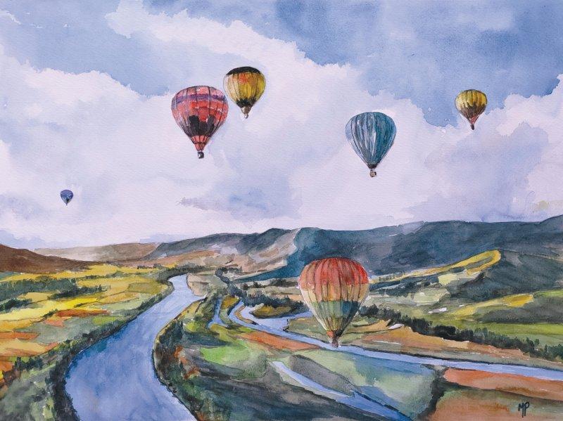 balloon flight, Painting Roganovic Marija