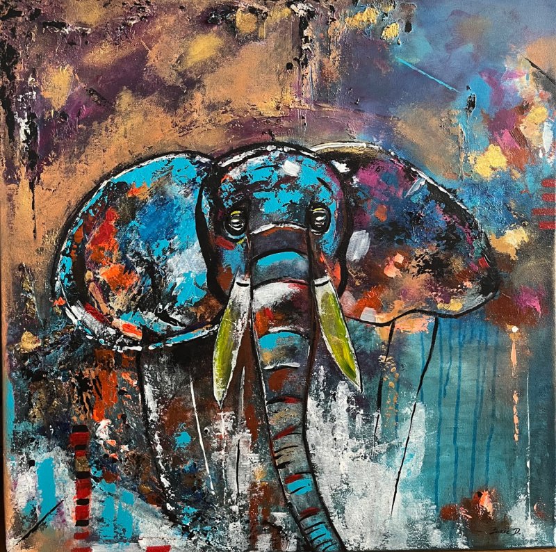 Blue elephant, Painting Djukic Dragana
