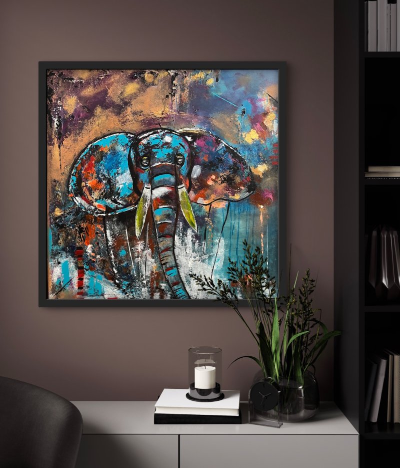 Blue elephant, Painting Djukic Dragana