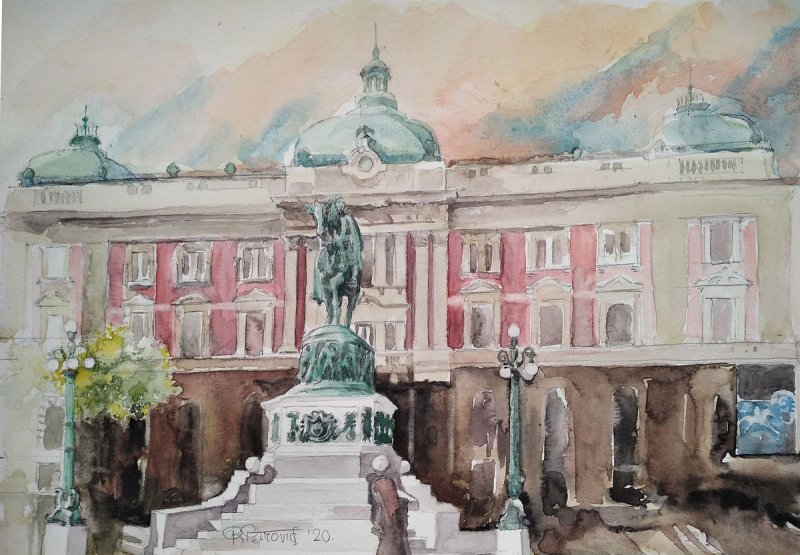 Belgrade 64, Near the horse, Painting Petrović Radmila