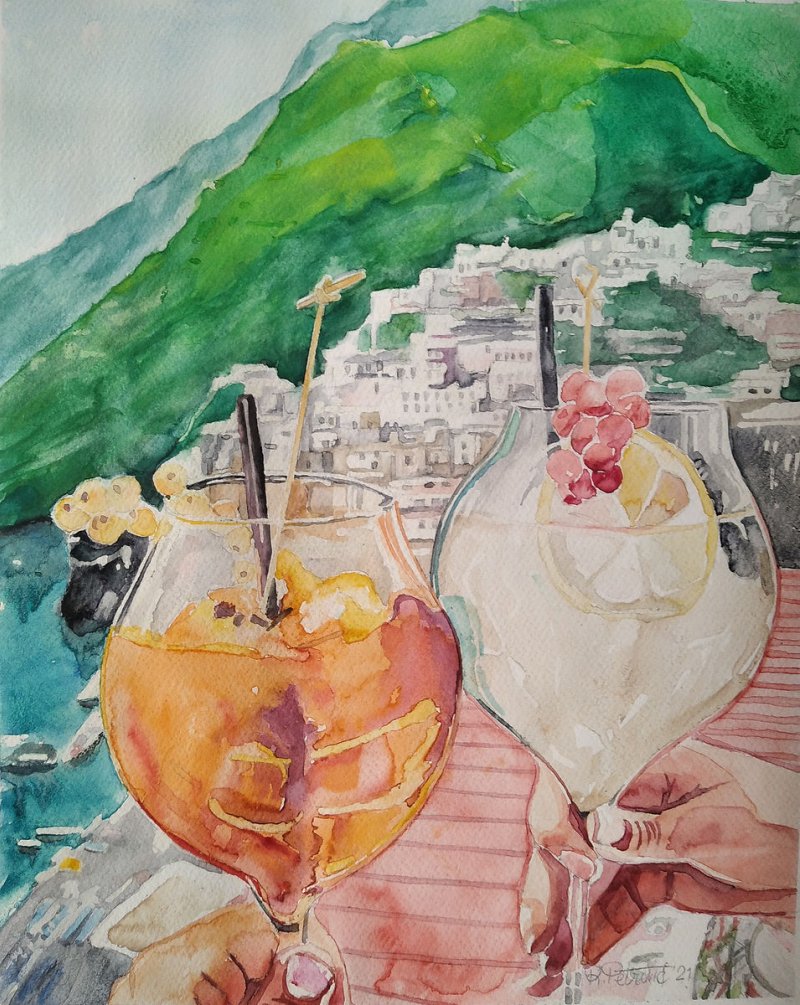 Positano, Italy, Painting Petrović Radmila