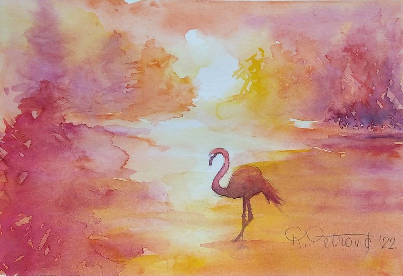 Flamingo, Painting Petrović Radmila