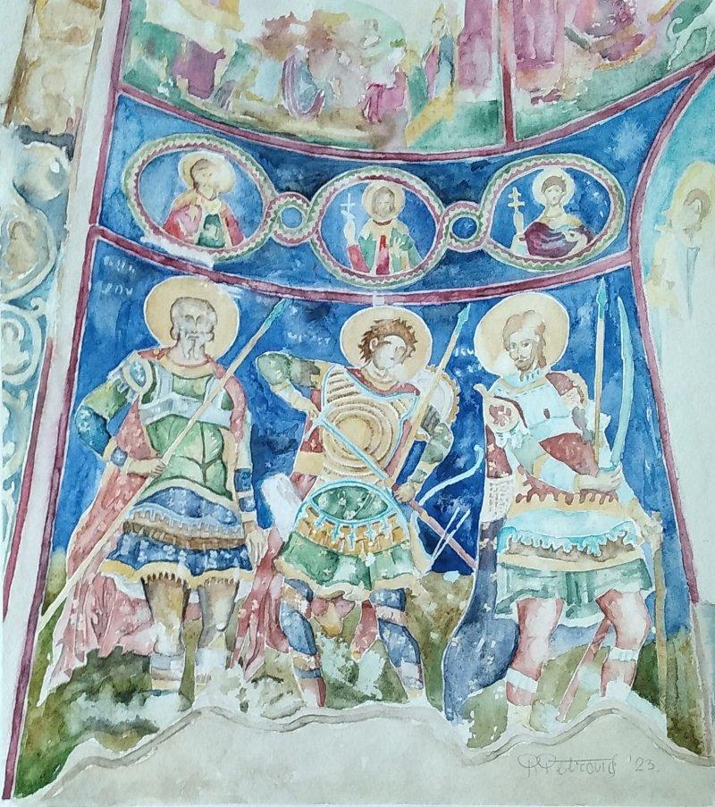 Manastir Manasija, Sveti ratnici, Painting Petrović Radmila