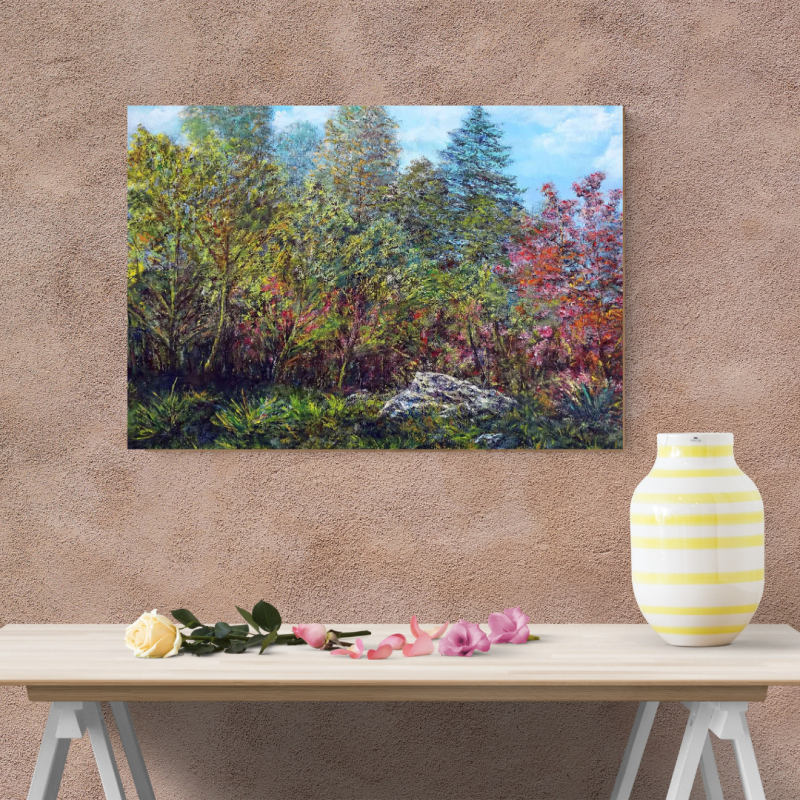 Stone in the forest, Painting Milosevic Predrag Pedja