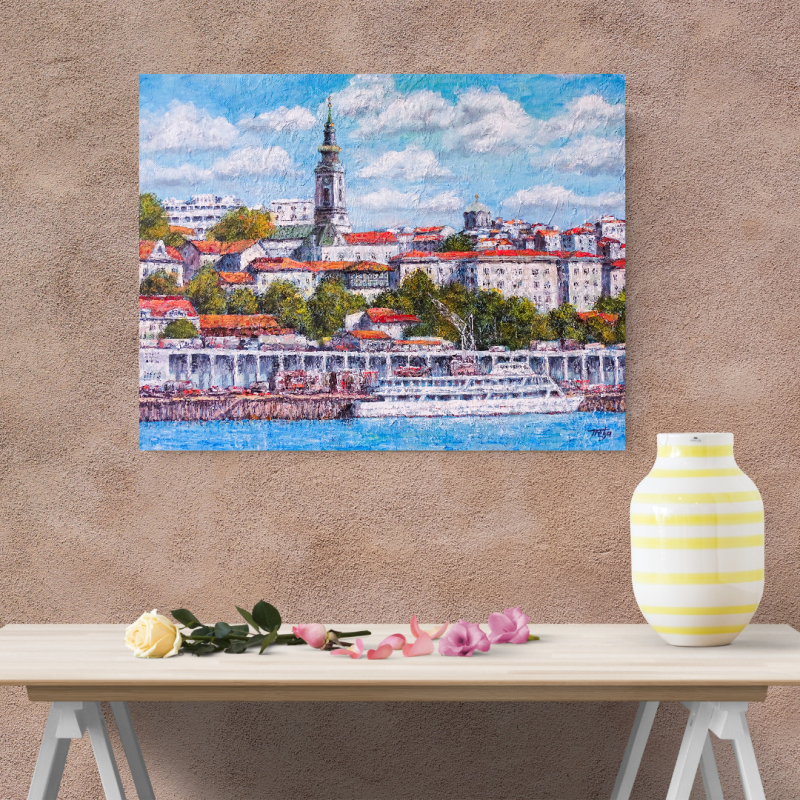 Painting Panorama of Belgrade, once by Milosevic Predrag Pedja