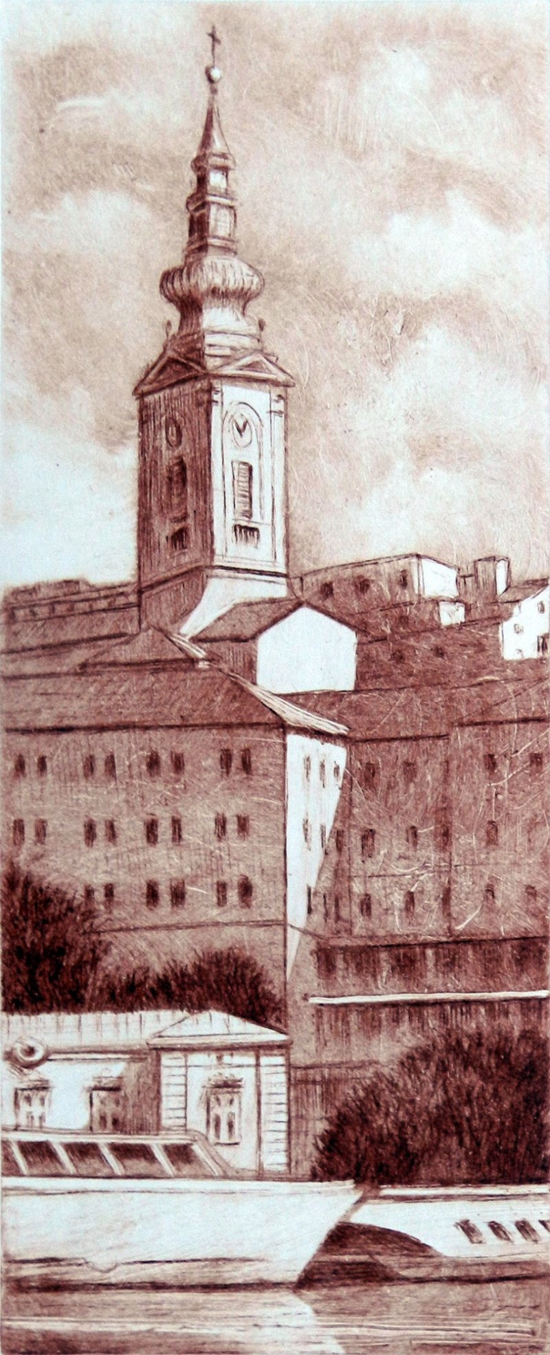 Sava pier, Belgrade, Painting Milosevic Predrag Pedja