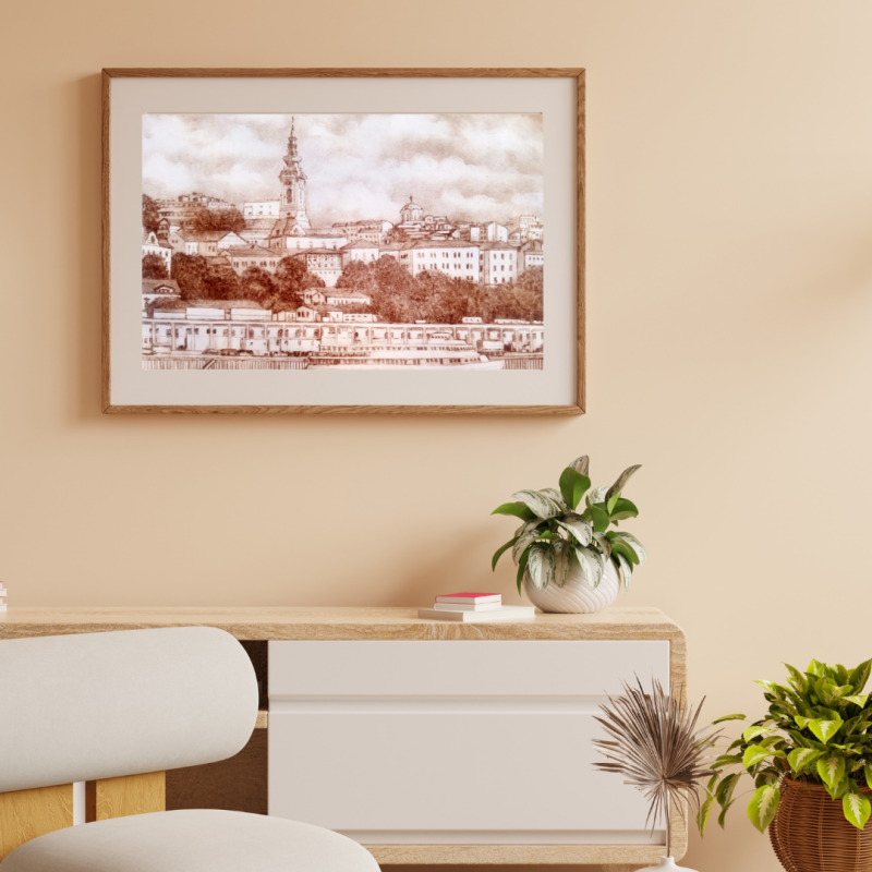 Panorama of Belgrade, Painting Milosevic Predrag Pedja