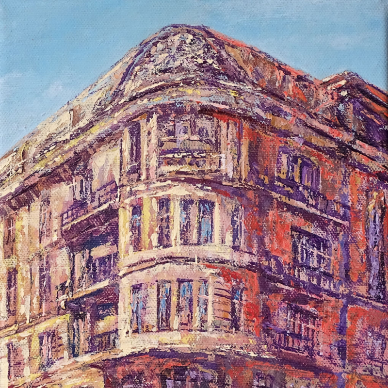 FOUNTAIN in Knez Mihajlova, Belgrade, Painting Milosevic Predrag Pedja