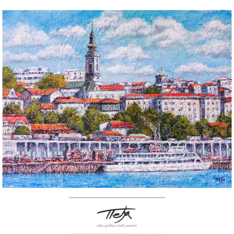Painting Panorama of Belgrade, once by Milosevic Predrag Pedja