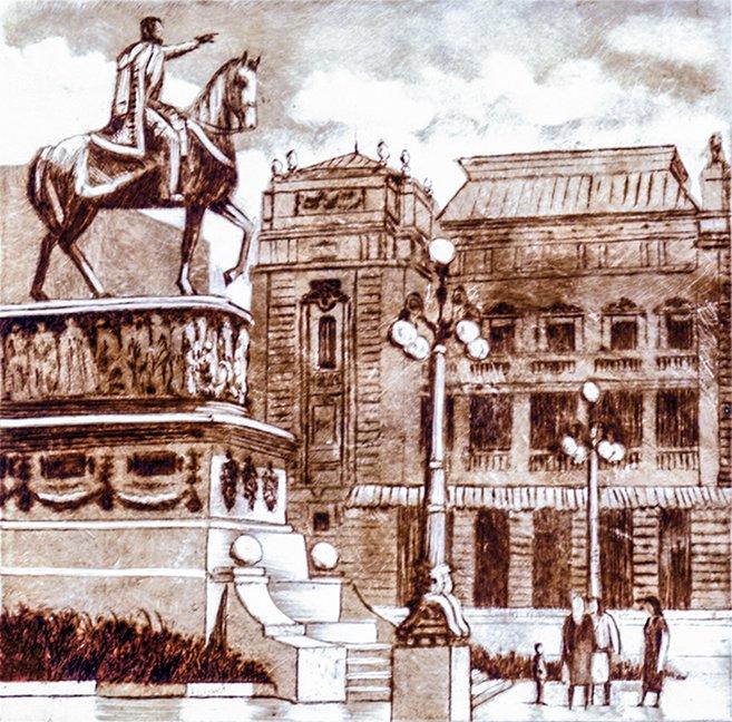 Republic Square 1, Belgrade, Painting Milosevic Predrag Pedja
