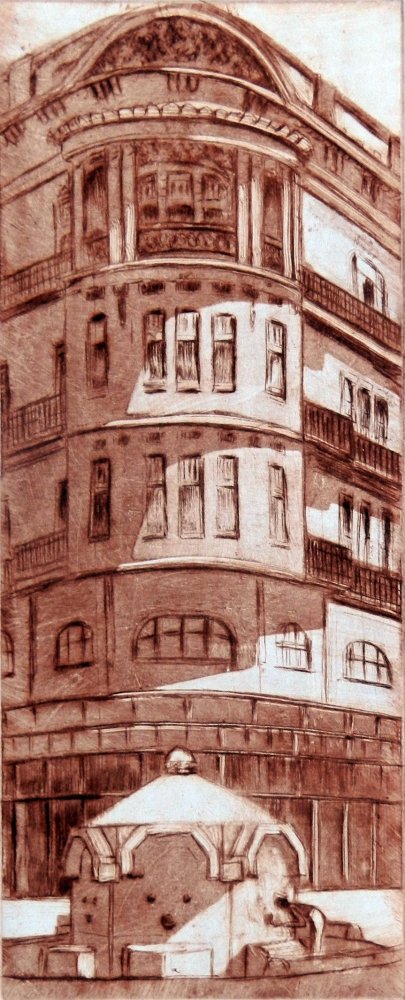 Fountain in Prince Mihailova Street, Belgrade, Painting Milosevic Predrag Pedja