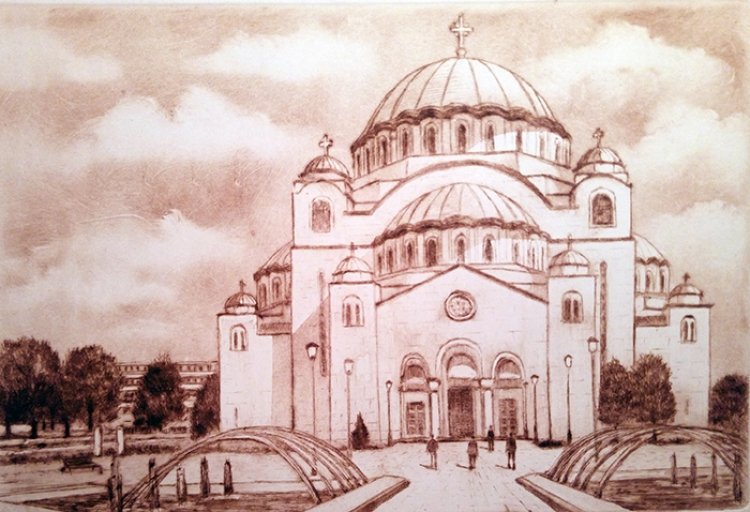 Temple Saint Sava, Belgrade, Painting Milosevic Predrag Pedja