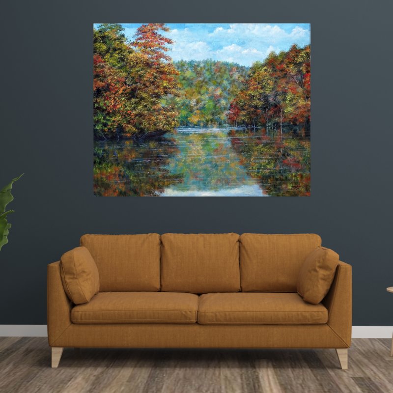 Lake and autumn, Painting Milosevic Predrag Pedja