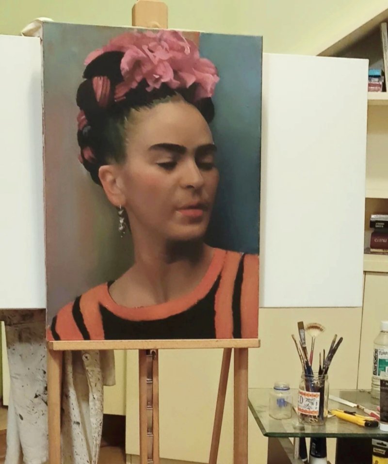 Portrait of Frida Kahlo, Painting Ksenija Nedra