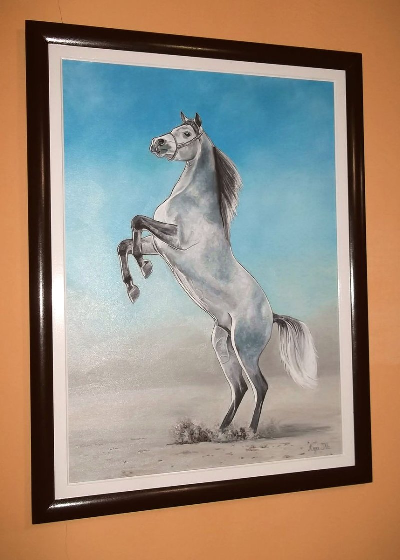 Gray horse, Painting Fekete Kormos Kinga