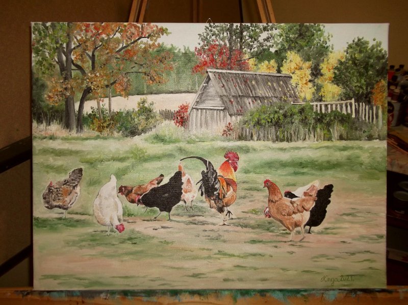 Village atmosphere, Painting Fekete Kormos Kinga