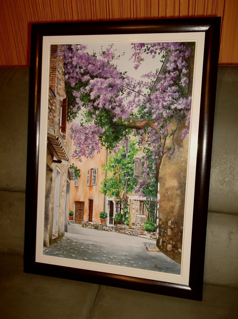 Mediterranean street, Painting Fekete Kormos Kinga