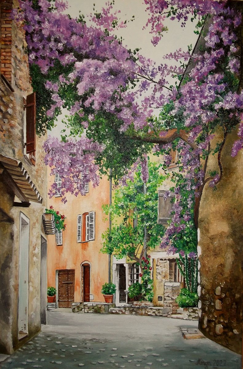 Mediterranean street, Painting Fekete Kormos Kinga