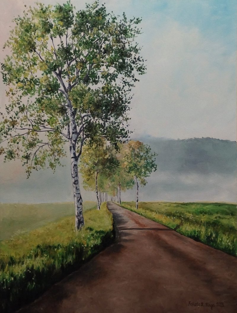On the road, Painting Fekete Kormos Kinga