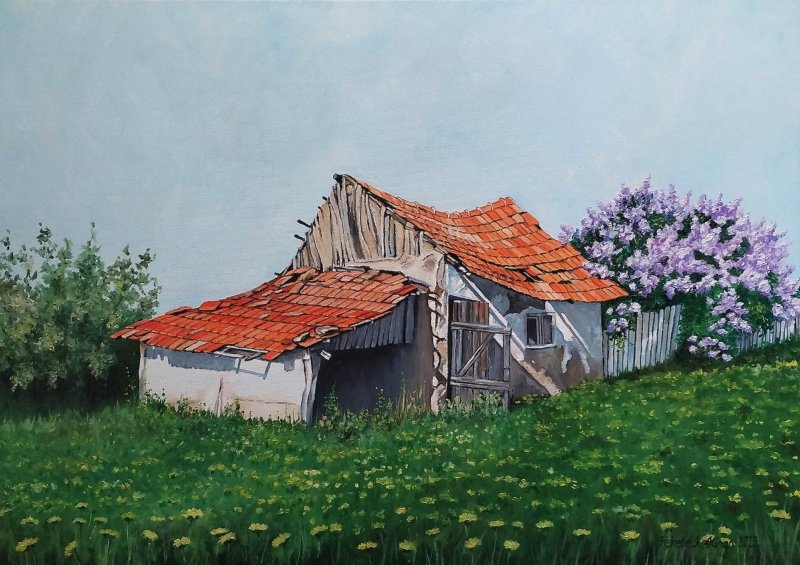 Old farm, Painting Fekete Kormos Kinga