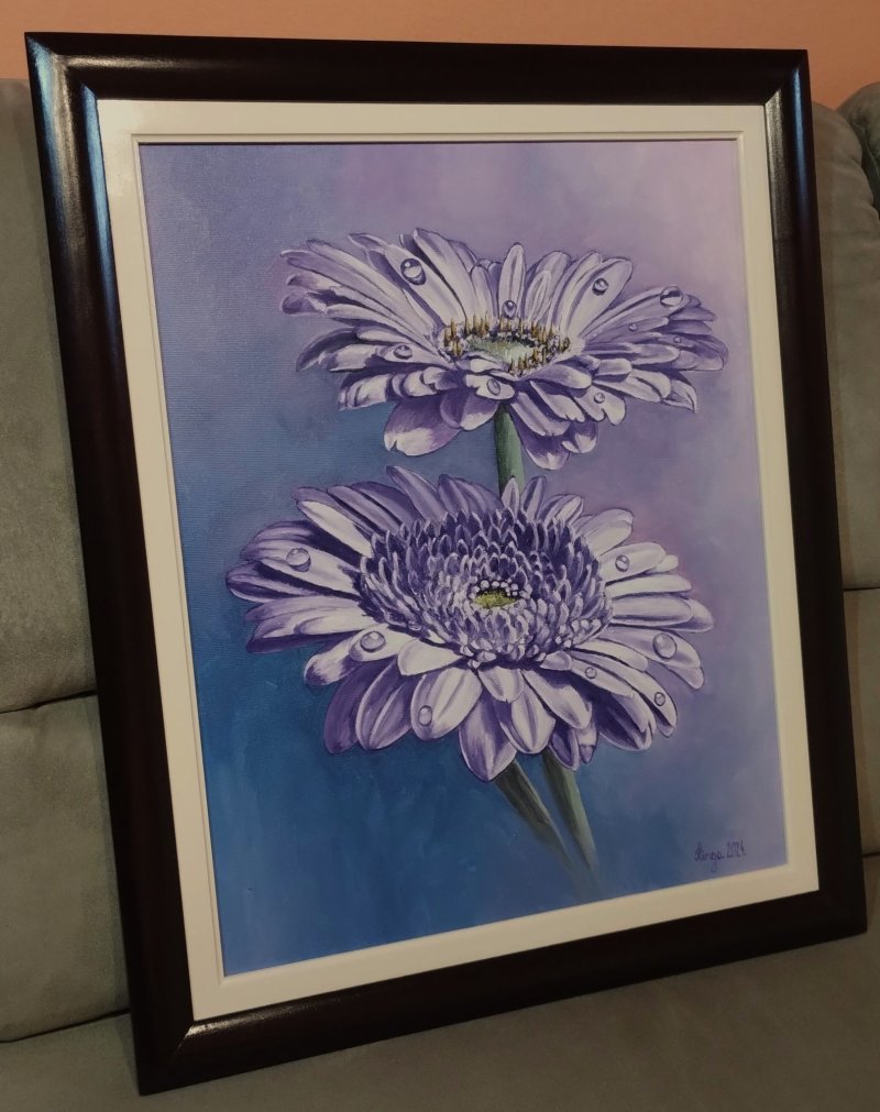 Purple gerberas, Painting Fekete Kormos Kinga