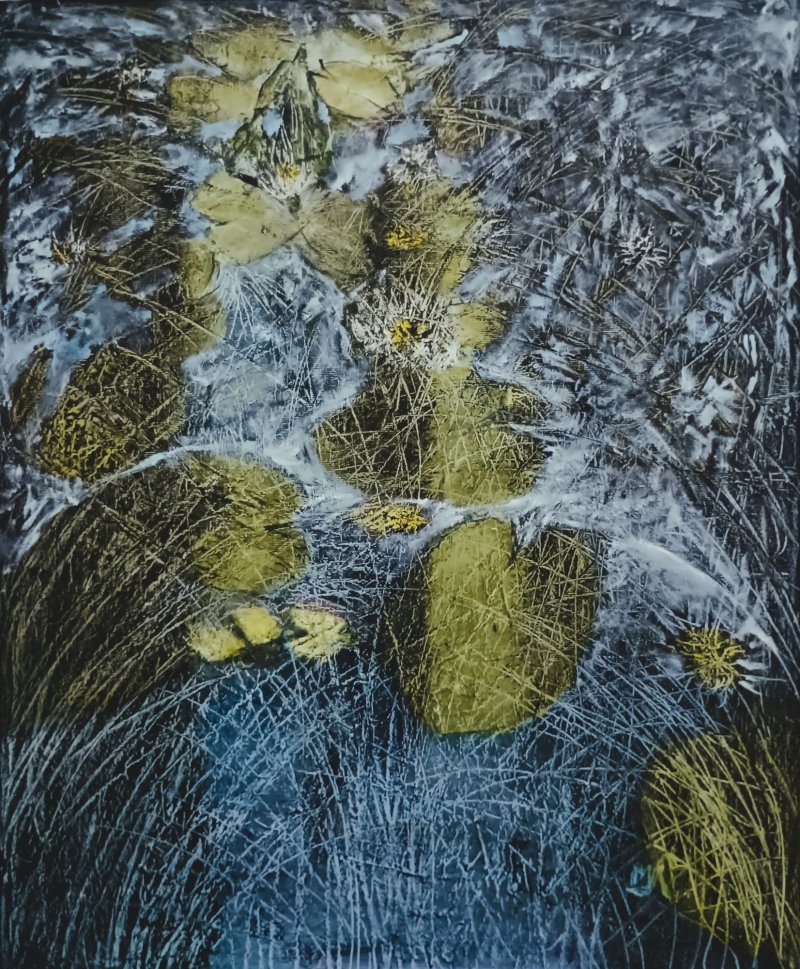 water lilies in Vrnjačka spa, Painting Lisinac Milka