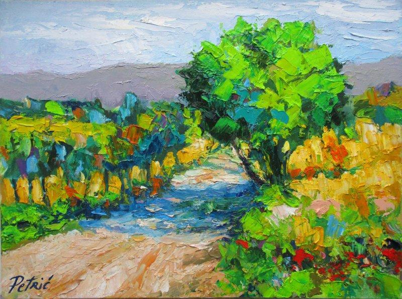 Vineyard by the road, Painting Petrić Gordan