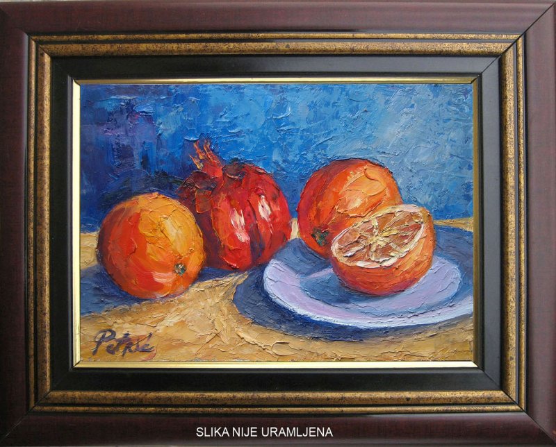 Oranges and pomegranate, Painting Petrić Gordan