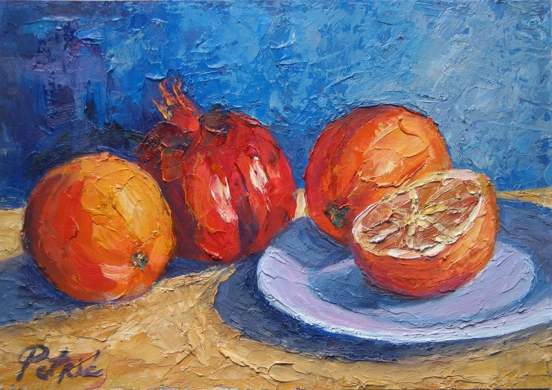 Oranges and pomegranate, Painting Petrić Gordan