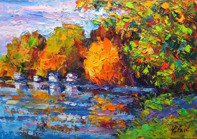 The river in the fall, Painting Petrić Gordan