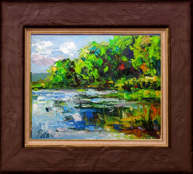 Treetops on the riverbank, Painting Petrić Gordan