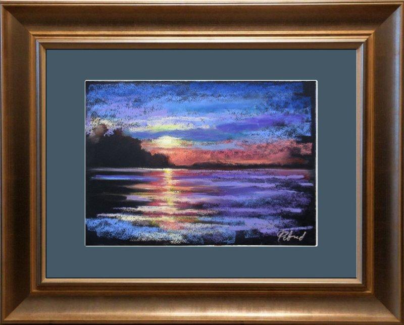 Sunset over the river, Painting Petrić Gordan