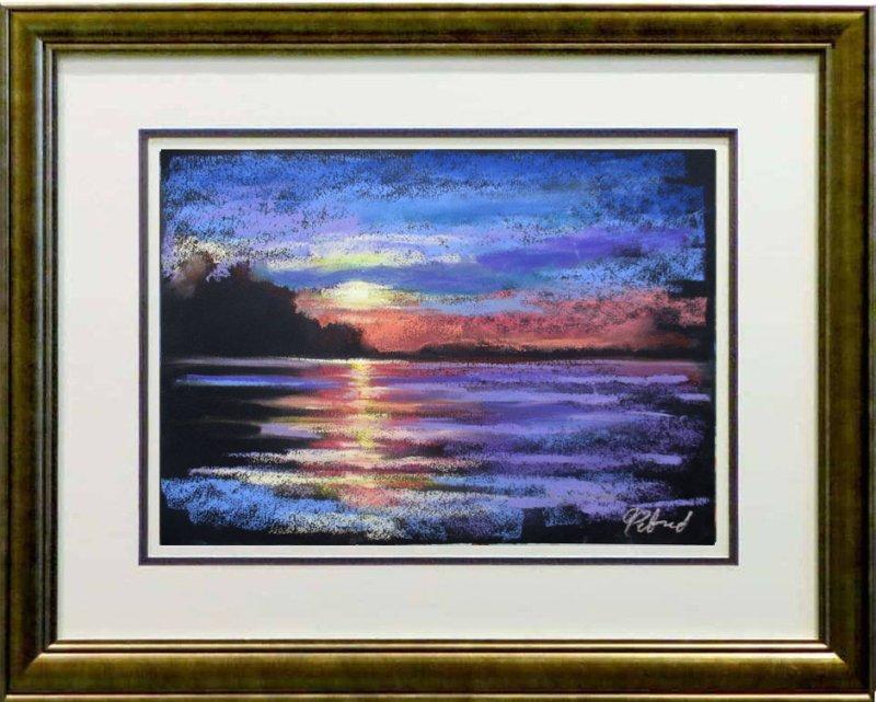 Sunset over the river, Painting Petrić Gordan