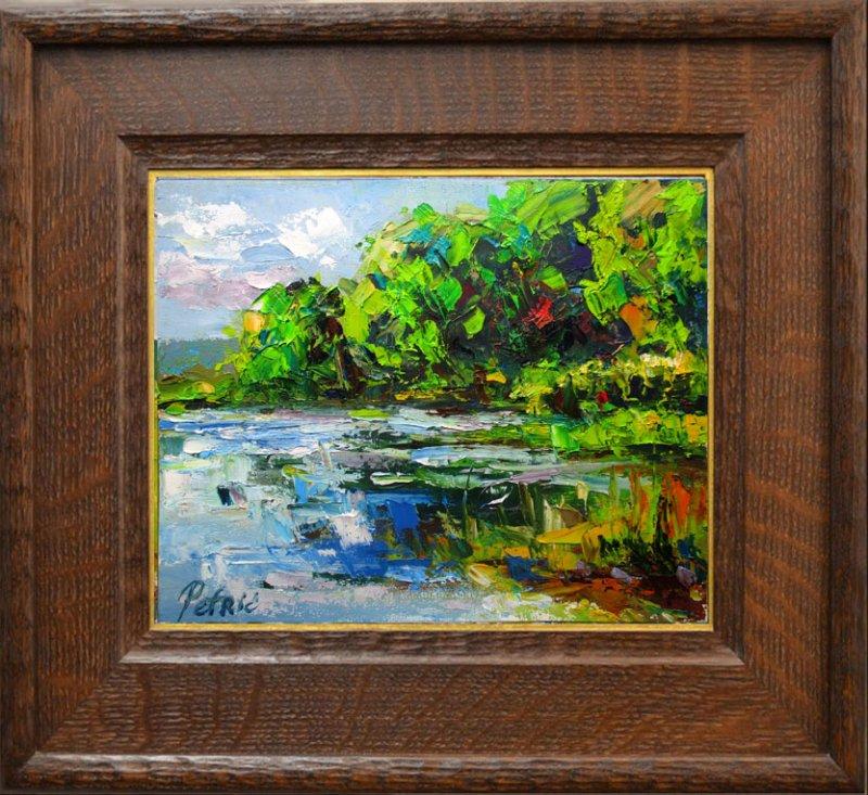 Treetops on the riverbank, Painting Petrić Gordan